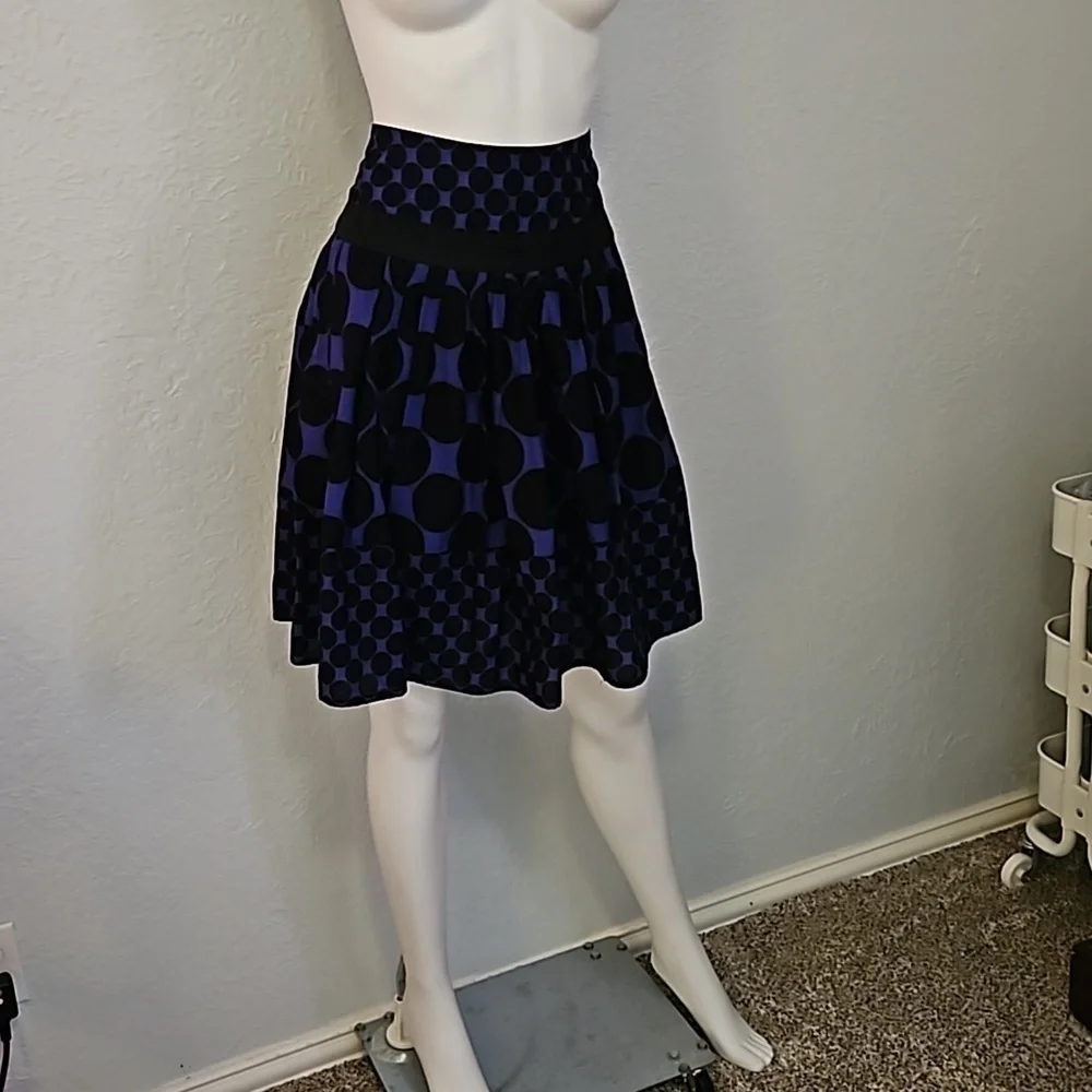 VTG CATO 1990s Purple and Black Polka Dot Pleated Circle Skirt